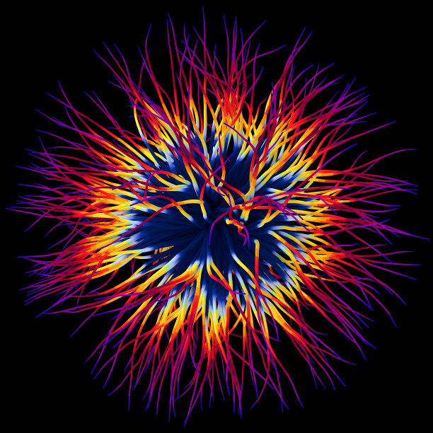 在黑色背景上绘制三维物体如病毒的三维插图图片下载