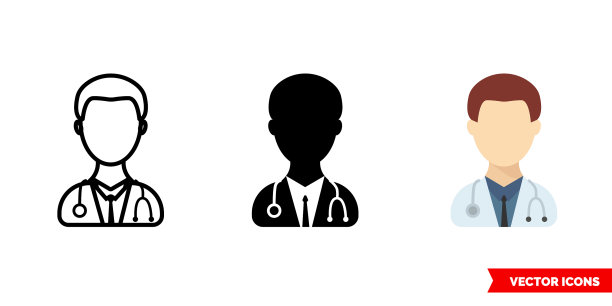 医生男人图标3类型孤立标志图片下载