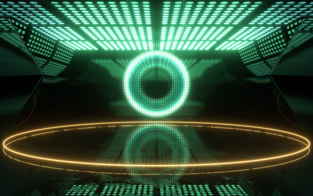 充满未来感的房间，霓虹灯，3d渲染。图片下载