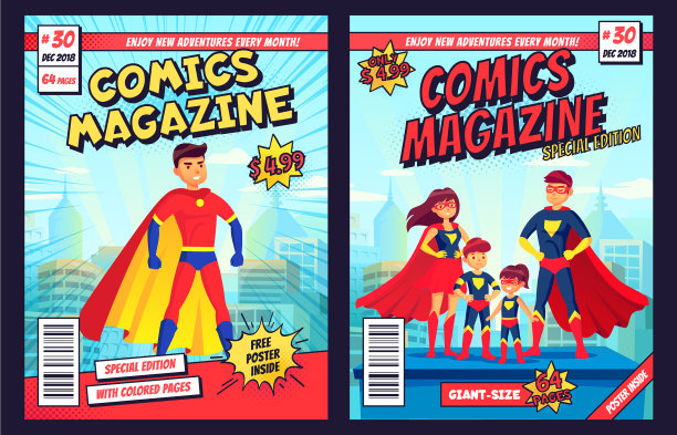 漫画封面是超级英雄男人和家人图片下载