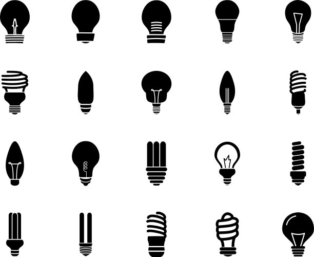 Led灯泡灯和灯泡灯的图标设置图片下载