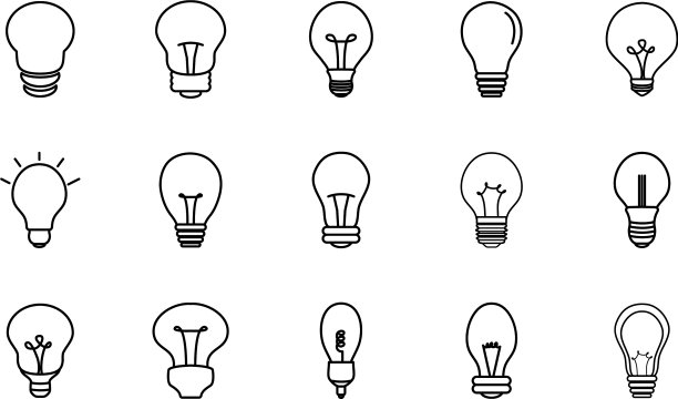 蜡烛灯泡和灯泡图标设置线图片下载