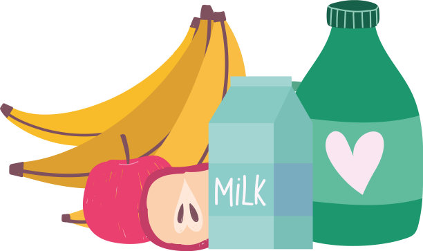 香蕉，苹果，牛奶，果汁，瓶装食品，送货上门图片下载