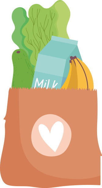 杂货袋，蔬菜，牛奶瓶和香蕉图片下载