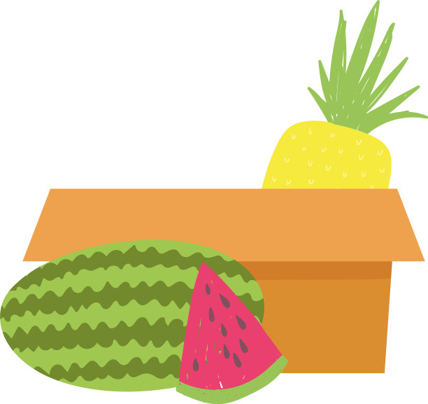 纸板箱与水果杂货食品隔离图片下载