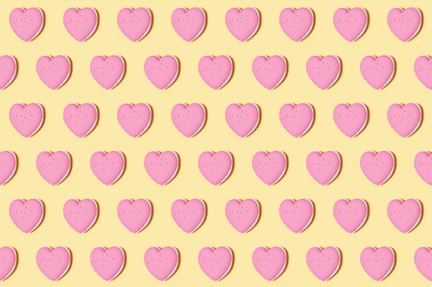 3d渲染图像心形饼干图案背景。圣瓦伦丁/爱情背景。浪漫的背景。图片下载