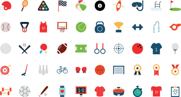 运动平面风格图标集设计图片下载