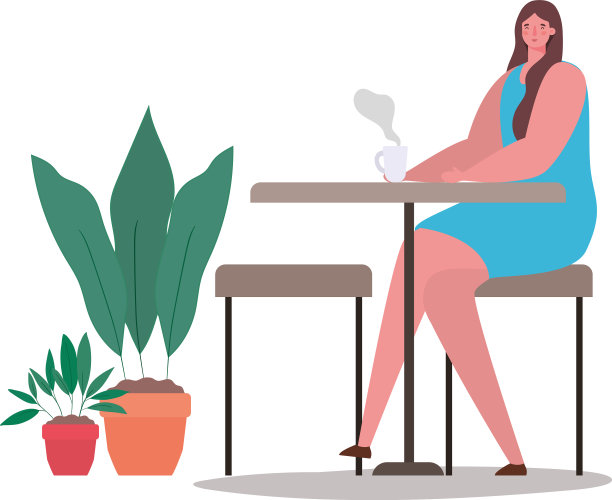 桌上放着咖啡杯的阿凡达女人图片下载