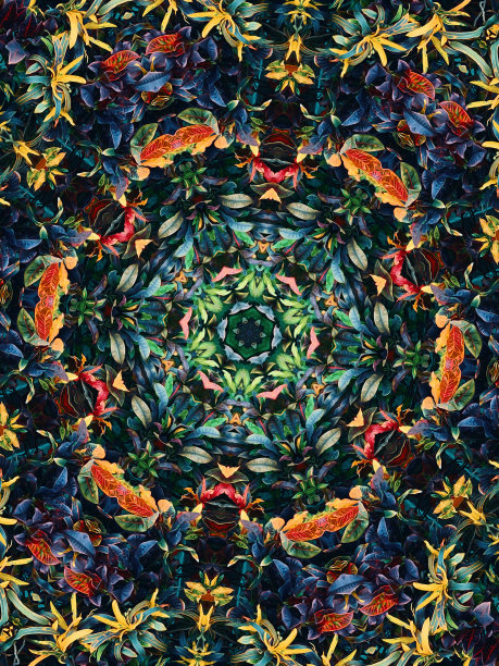 万花筒油画的叶子背景图片下载