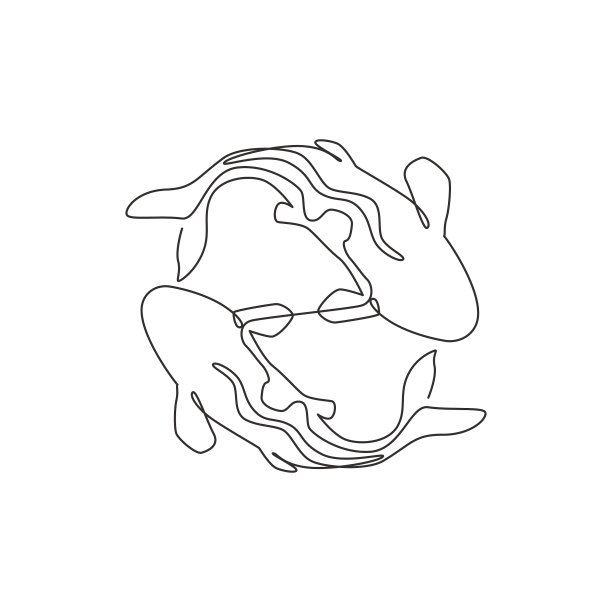 一条单线画出可爱美丽的锦鲤图片下载
