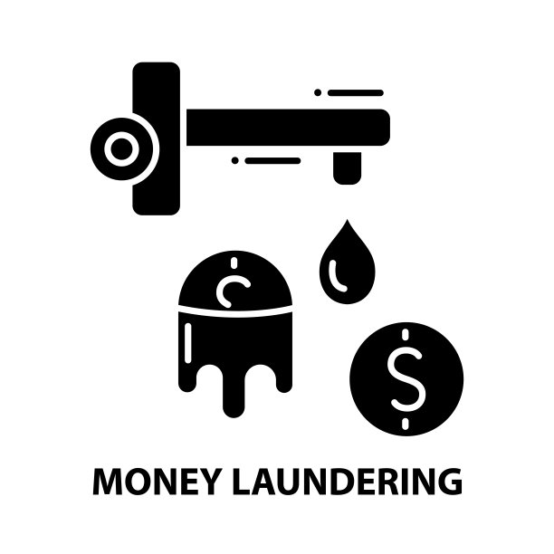 洗钱符号图标，黑色矢量符号与可编辑的笔画，概念插图图片下载