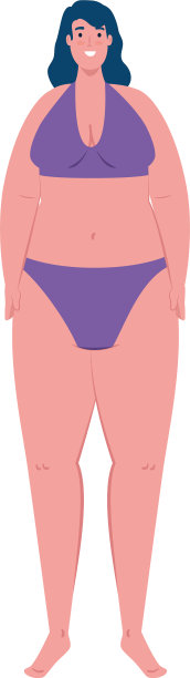 可爱的胖女人在紫色的泳衣在白色图片下载