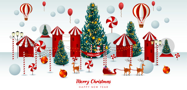 圣诞快乐和新年快乐的季节问候和节日背景图片下载