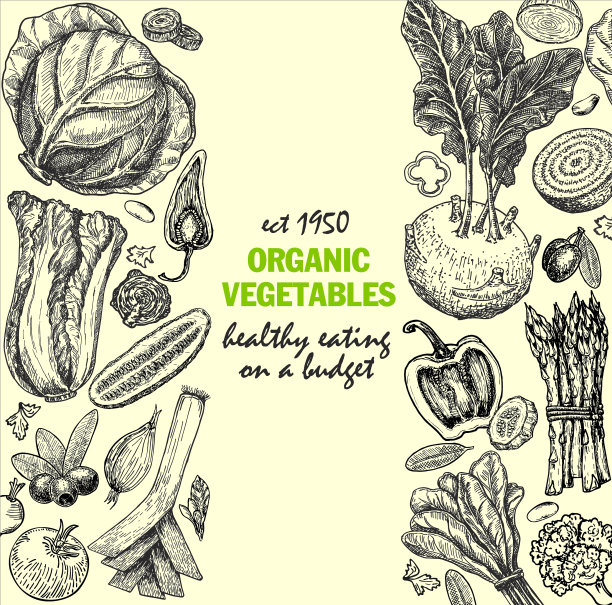 卡片设计用油墨手绘蔬菜图片下载