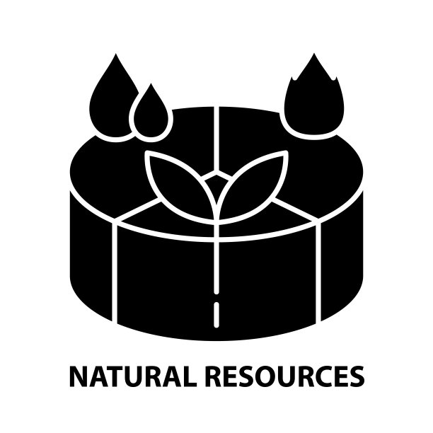 自然资源图标，黑色矢量符号与可编辑的笔触，概念插图图片下载