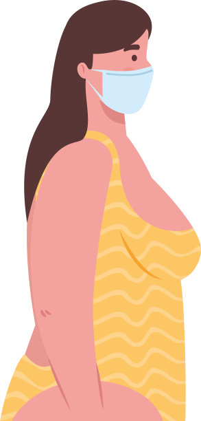 可爱丰满的女人穿着黄色泳衣图片下载