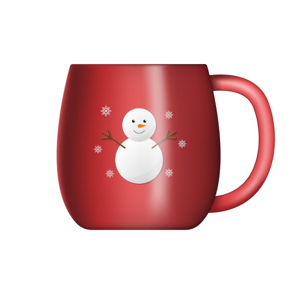 可爱的红色杯与snigovik孤立在白色的背景。圣诞和新年喝一杯热茶。矢量图图片下载