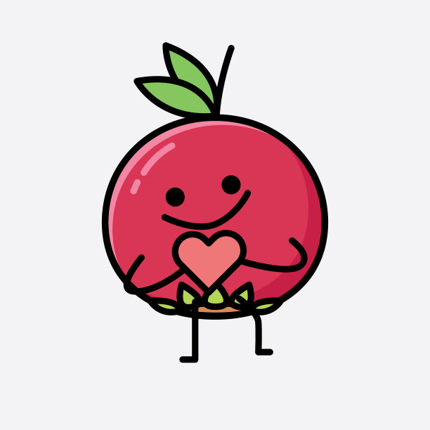 可爱的鱼尾果吉祥物角色图片下载