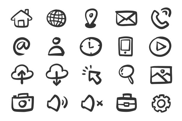 网站网站图标集手绘涂鸦图片下载