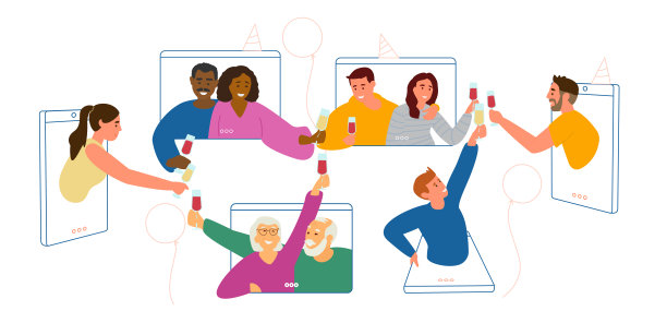 隔离期间的在线派对概念图片下载