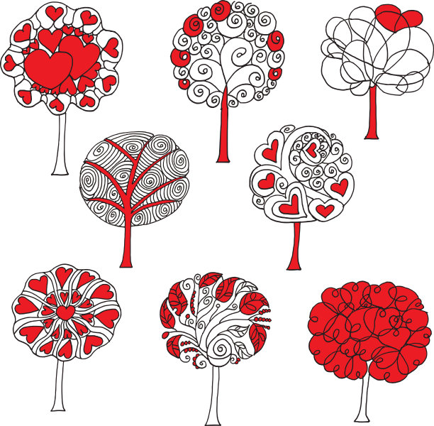 向量树心形设计集图片下载
