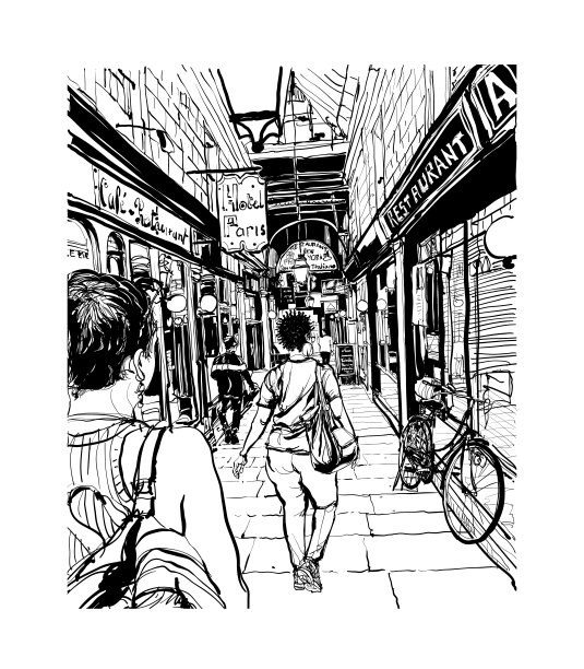 漫步在巴黎的拱廊商场图片下载