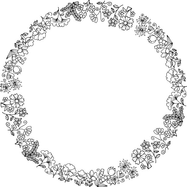矢量卡通花边框背景图片下载