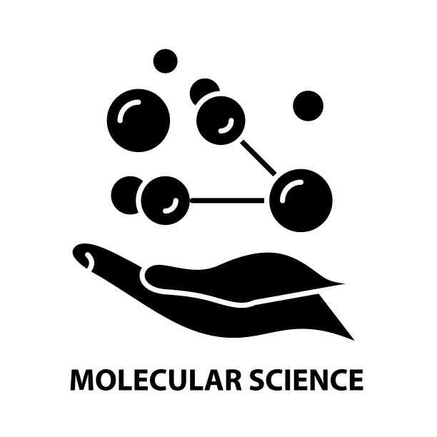 分子科学图标，具有可编辑笔画的黑色矢量符号，概念说明图片下载