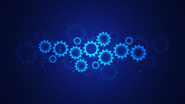 齿轮和齿轮机构。高科技数字技术与工程。抽象的技术背景。图片下载