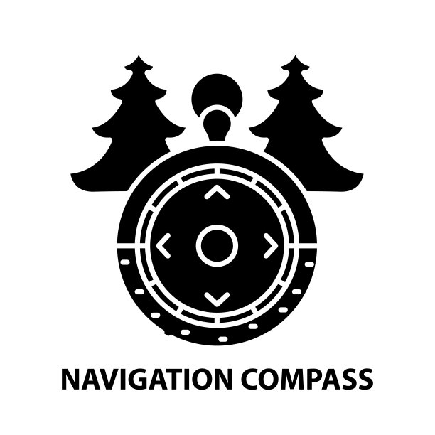 导航罗盘图标，黑色矢量符号与可编辑的笔触，概念插图图片下载