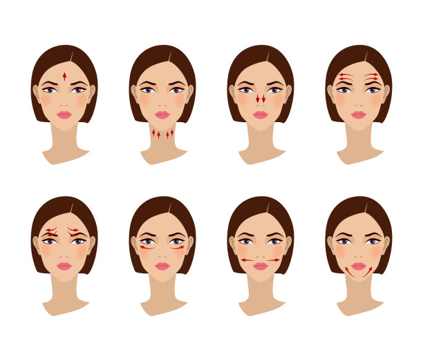 中医按摩用刮痧石。脸部按摩线条，矢量插图图片下载