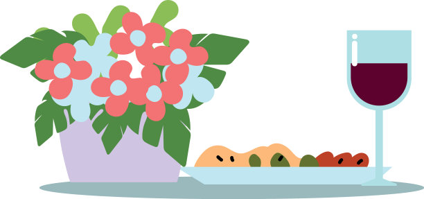 酒杯、餐盘、花盆设计图片下载