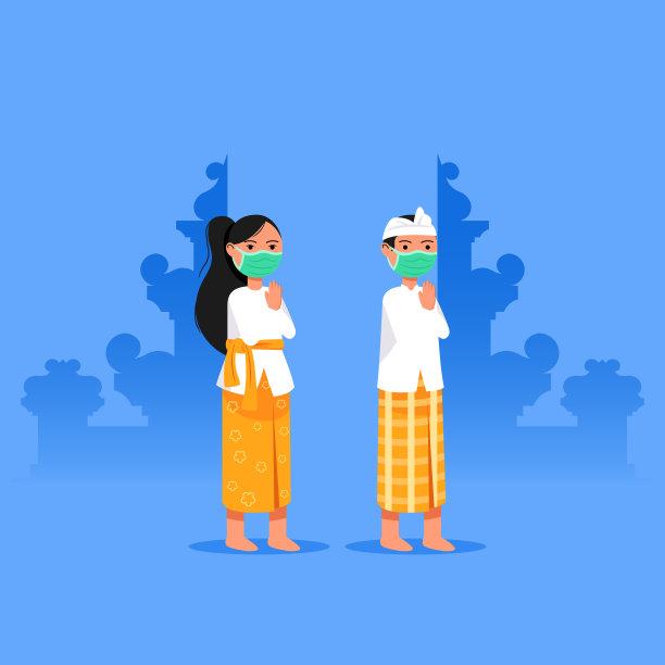 在大流行时期，巴厘岛男孩和女孩互相问候图片下载