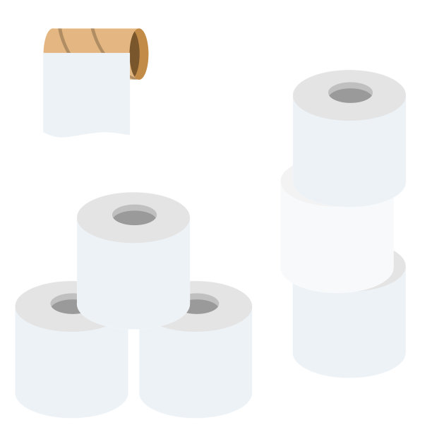 不同位置的厕纸卷。图片下载