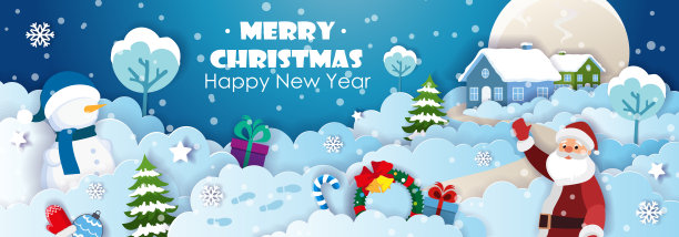 圣诞及新年折纸传单图片下载