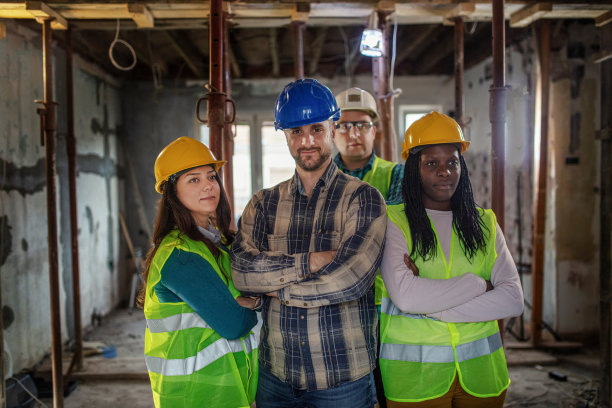 一群多民族的工人图片下载