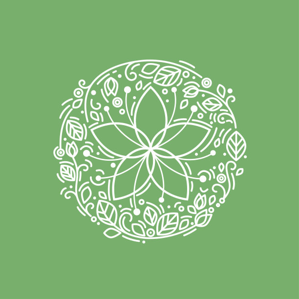 矢量花圆纹章。生态的概念图片下载