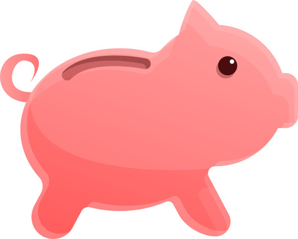 小猪储蓄罐图标卡通风格图片下载