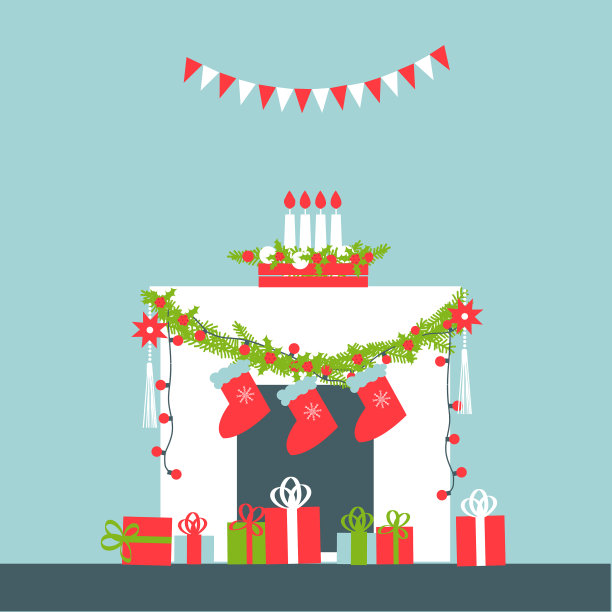 圣诞节的壁炉图片下载