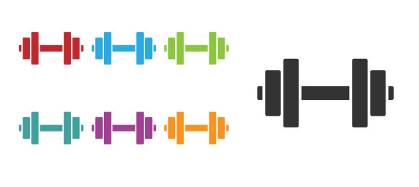 黑色哑铃图标孤立在白色背景图片下载