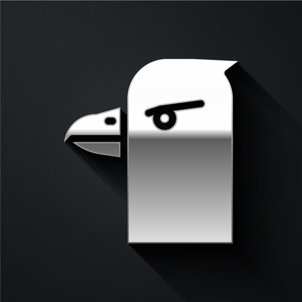 银色鹰头图标孤立在黑色图片下载