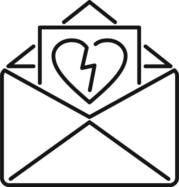 离婚信件的图标轮廓风格图片下载