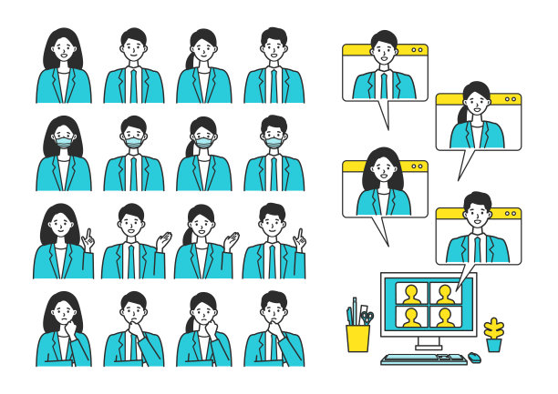 微笑的商人和穿西装的女人。图片下载