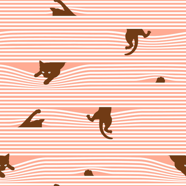 猫与横条纹的组合图案，图片下载