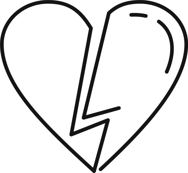 爱心碎离婚图标轮廓风格图片下载
