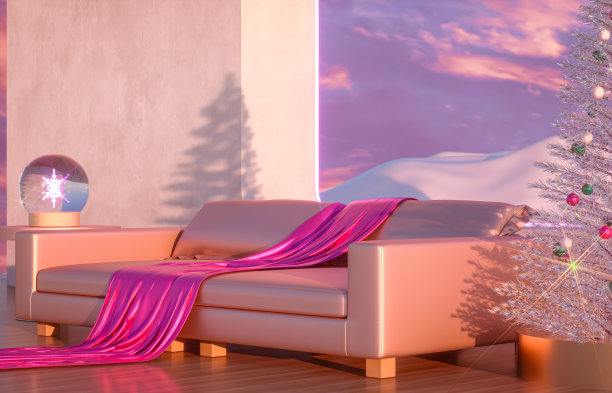 冬日圣诞场景与几何形式的自然光。图片下载