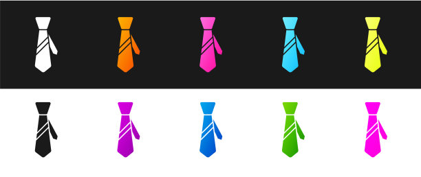 设置领带图标隔离在黑色和白色图片下载