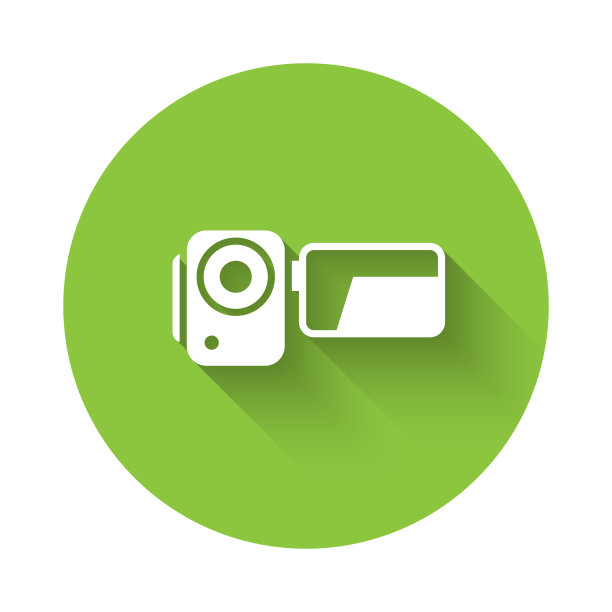 白色电影相机图标孤立与长阴影图片下载