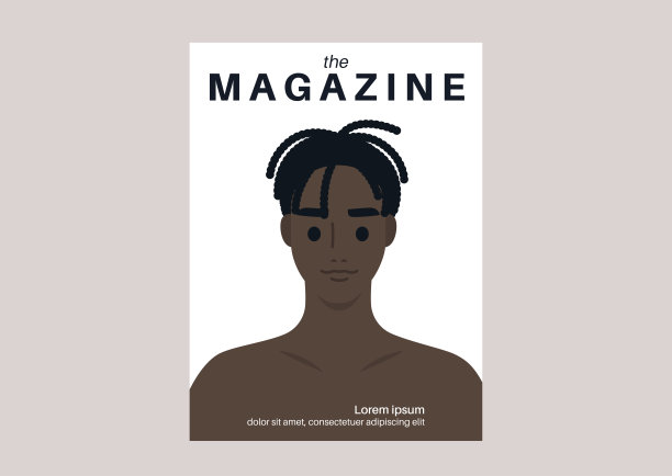 杂志封面，一个年轻男性黑人角色的头像，生活方式媒体图片下载