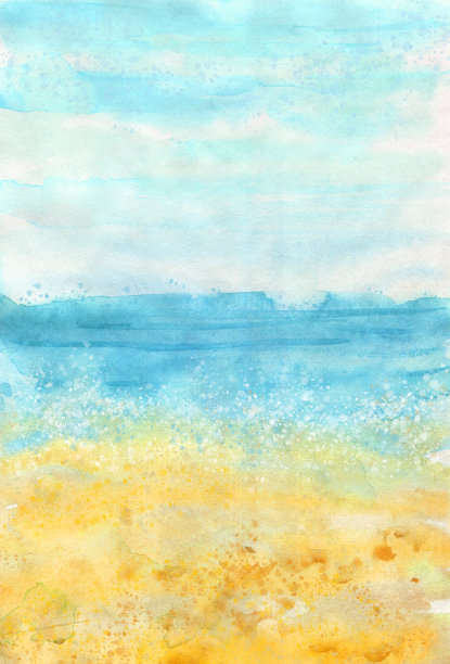 水彩垂直彩色沙滩背景夏季设计图片下载